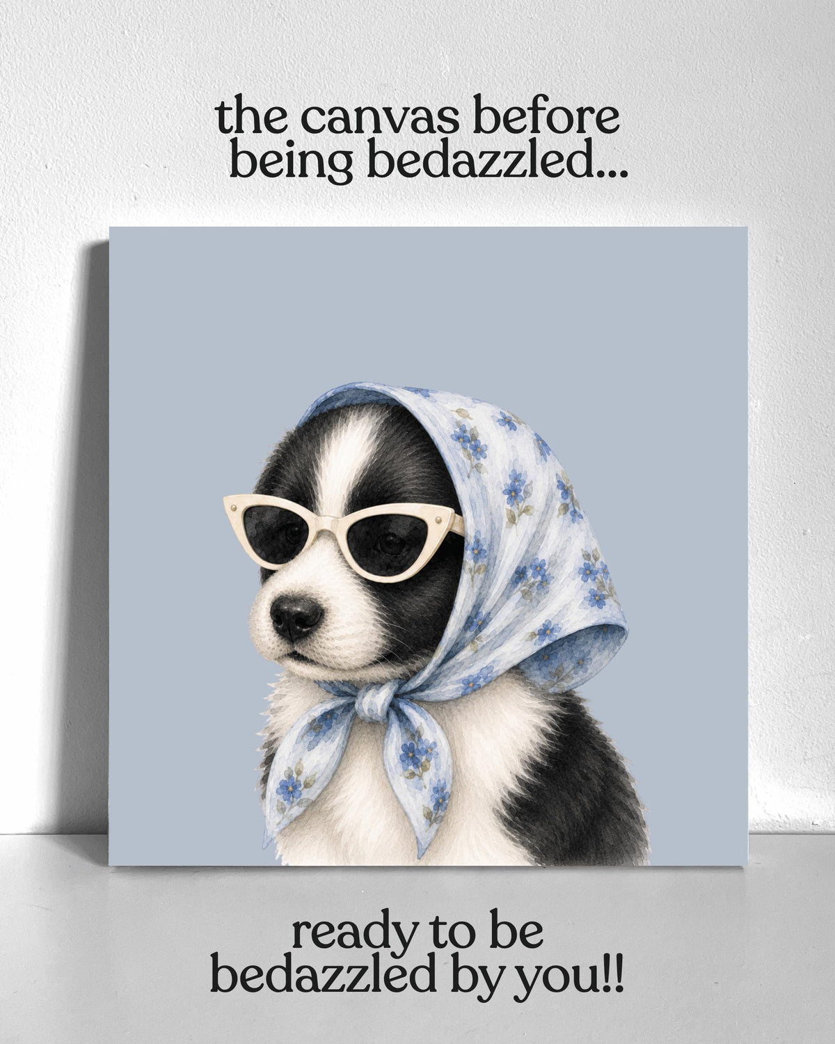 Stylish Border Collie Puppy Bedazzle Canvas Kit