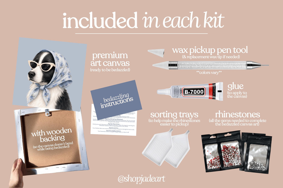 Stylish Border Collie Bedazzle Canvas Kit