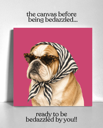 Stylish Bull Dog Bedazzle Canvas Kit