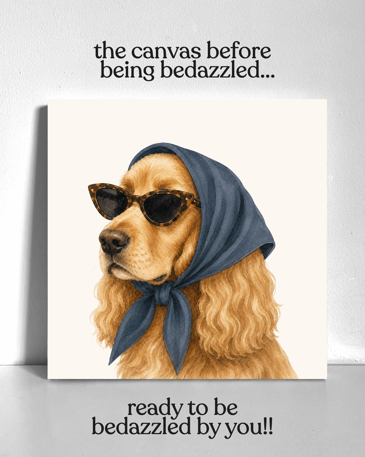 Stylish Cocker Spaniel Bedazzle Canvas Kit