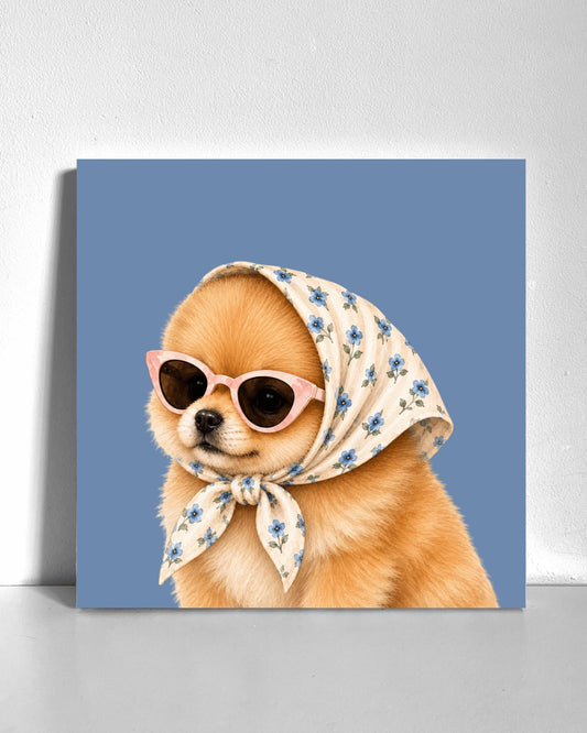 Stylish Pomeranian Puppy Bedazzle Canvas Kit