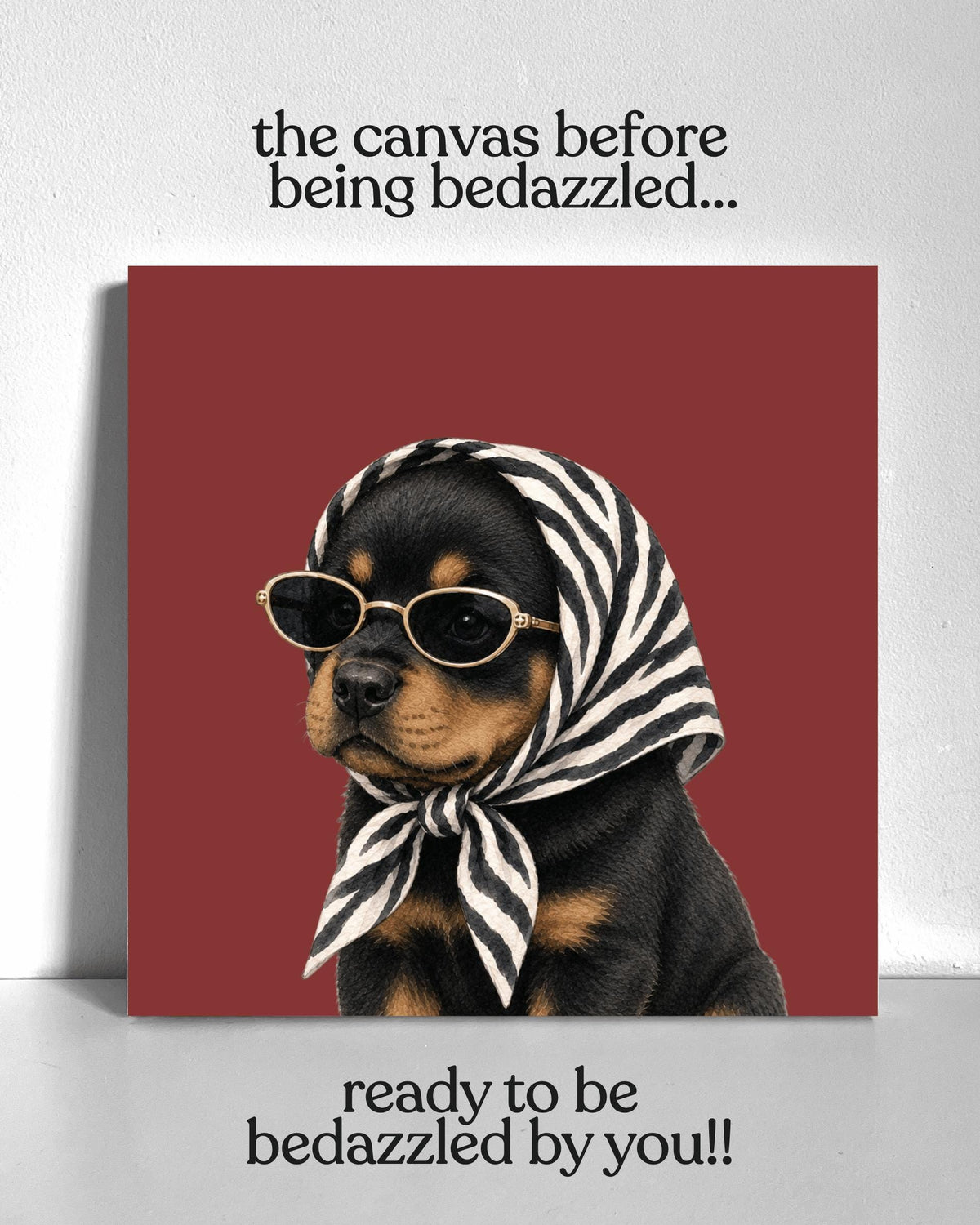 Stylish Rottweiler Puppy Bedazzle Canvas Kit