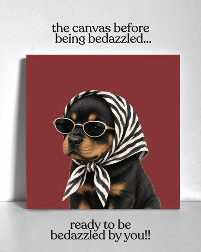 Stylish Rottweiler Puppy Bedazzle Canvas Kit