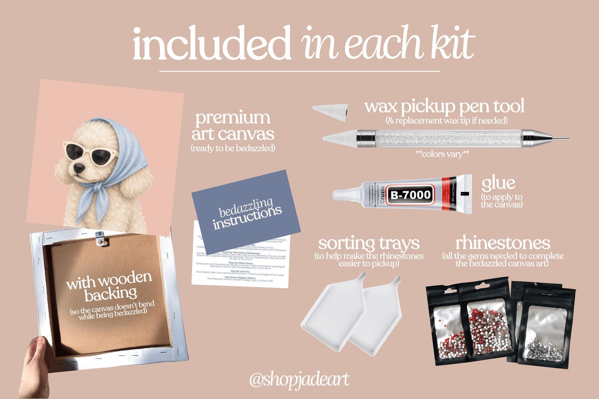 Stylish Poodle Puppy Bedazzle Canvas Kit