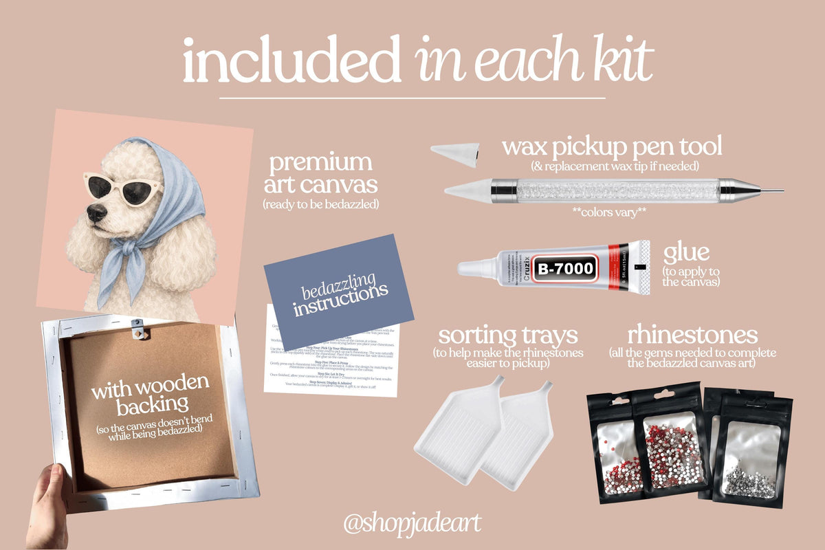 Stylish Poodle Bedazzle Canvas Kit