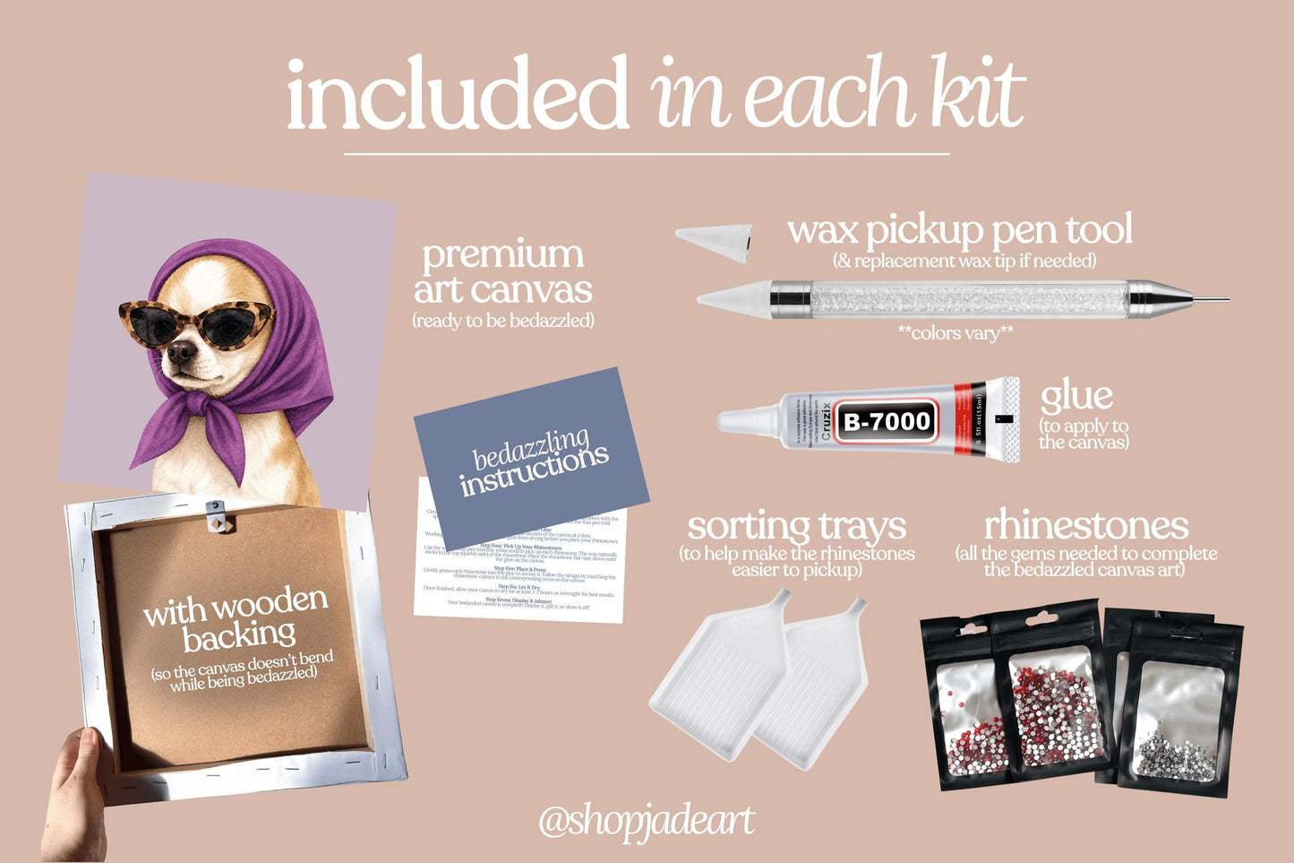 Stylish Chihuahua Bedazzle Canvas Kit