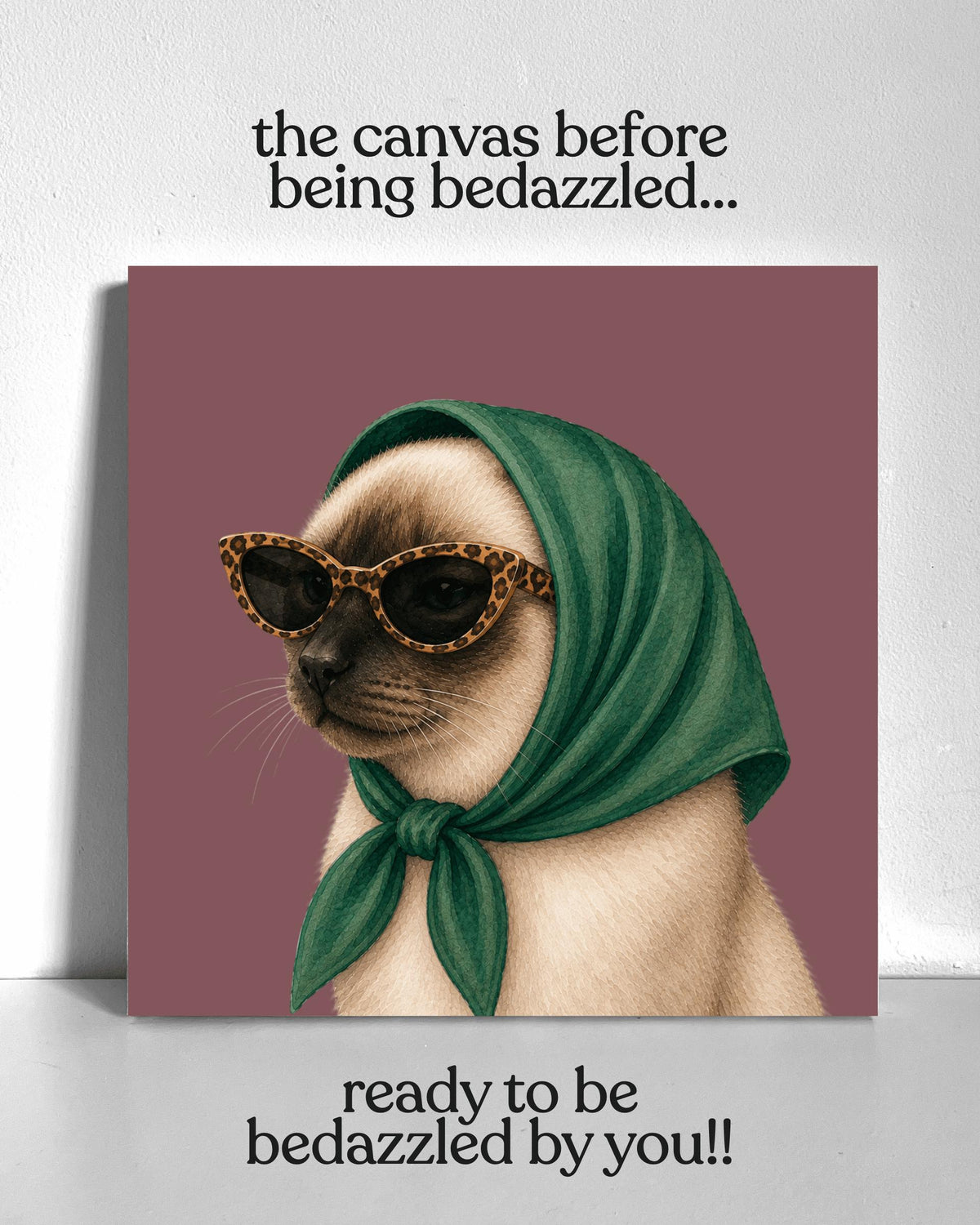 Stylish Siamese Cat Bedazzle Canvas Kit