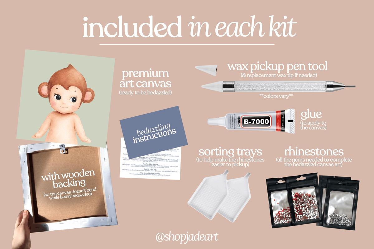 Monkey Sonny Bedazzle Canvas Kit