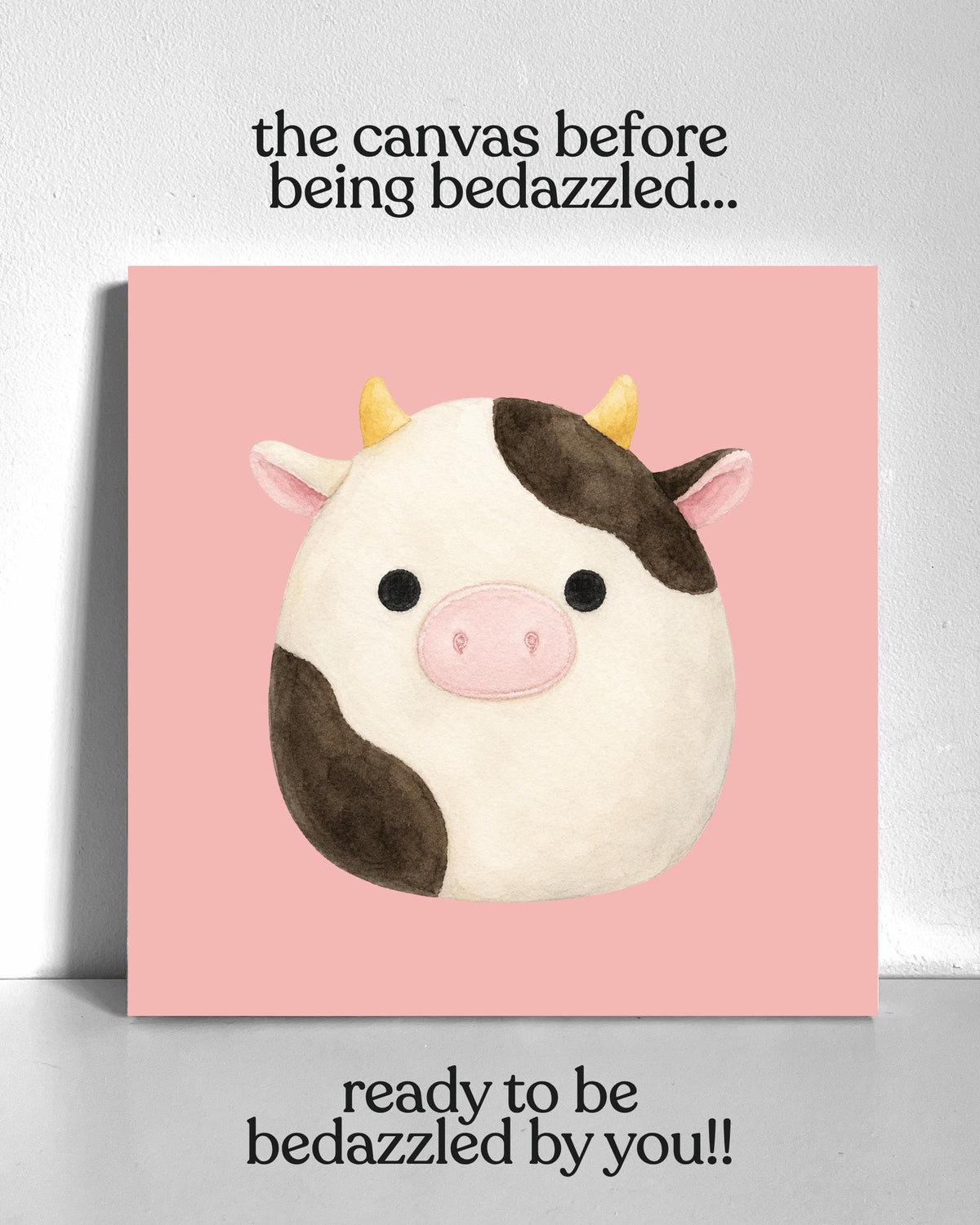 Cow Squish Plushie Bedazzle Canvas Kit