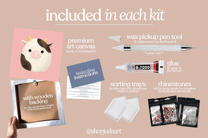 Cow Squish Plushie Bedazzle Canvas Kit