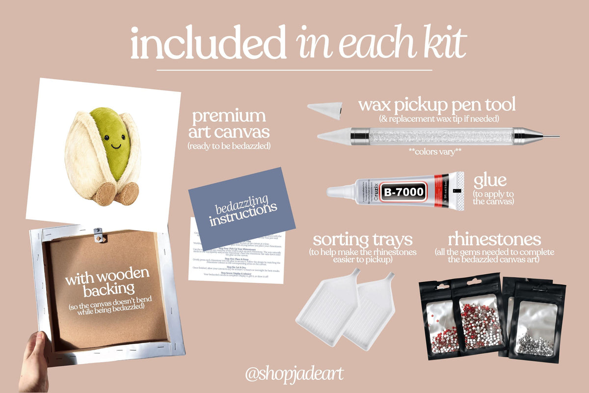 Pistachio Plushie Bedazzle Canvas Kit