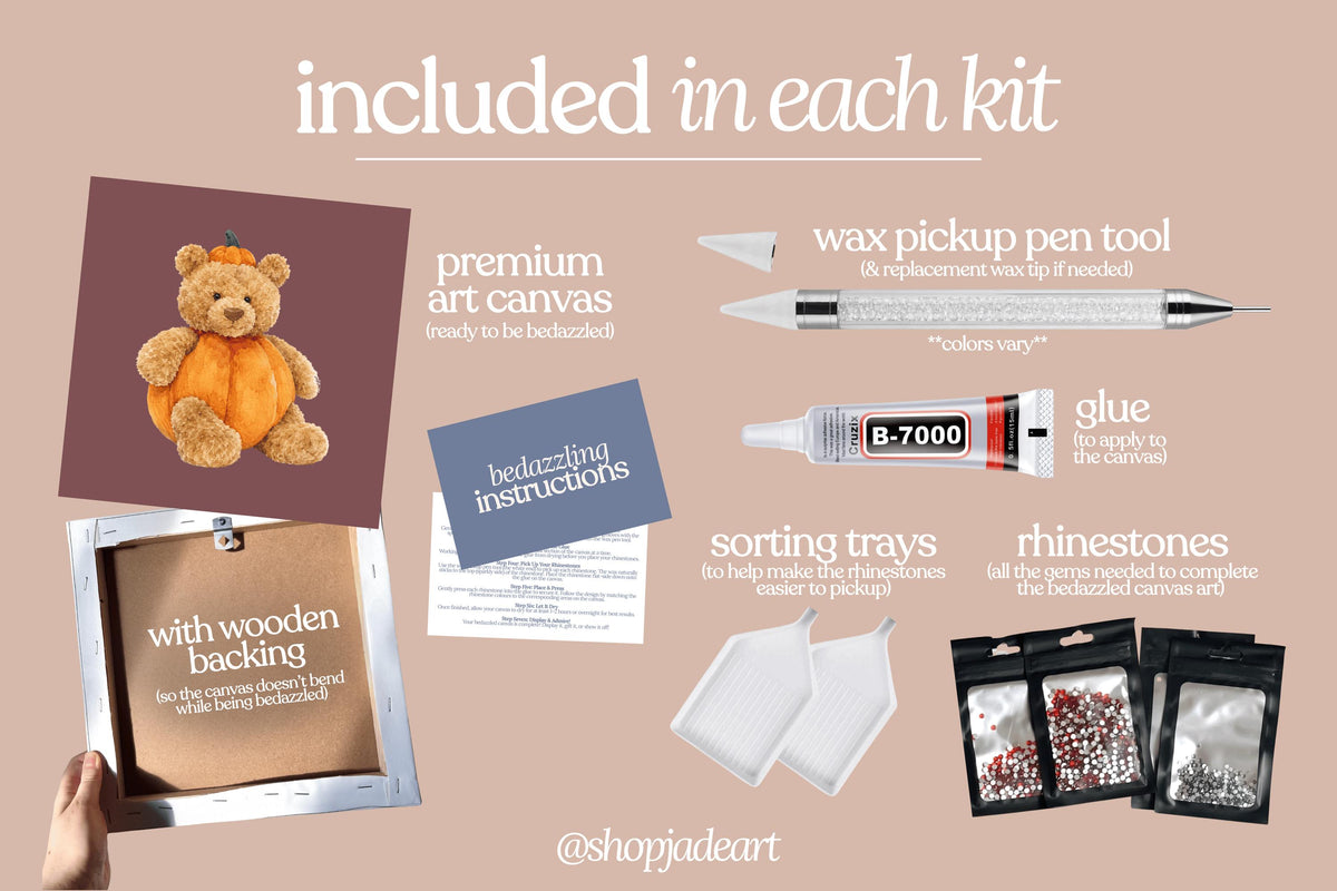 Pumpkin Teddy Bear Bedazzle Canvas Kit