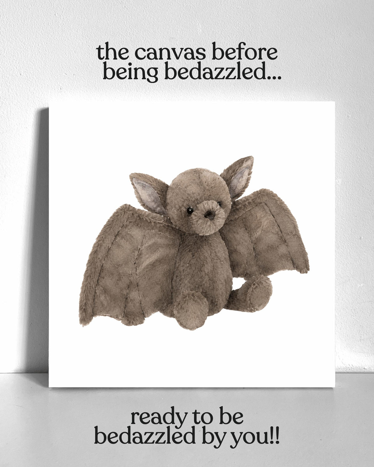Cute Bat Plushie Bedazzle Canvas Kit
