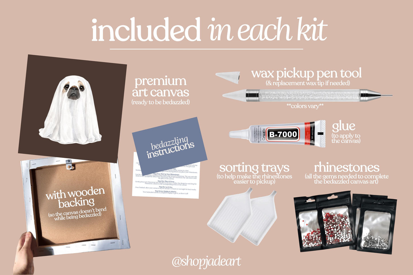 Spooky Pug Bedazzle Canvas Kit