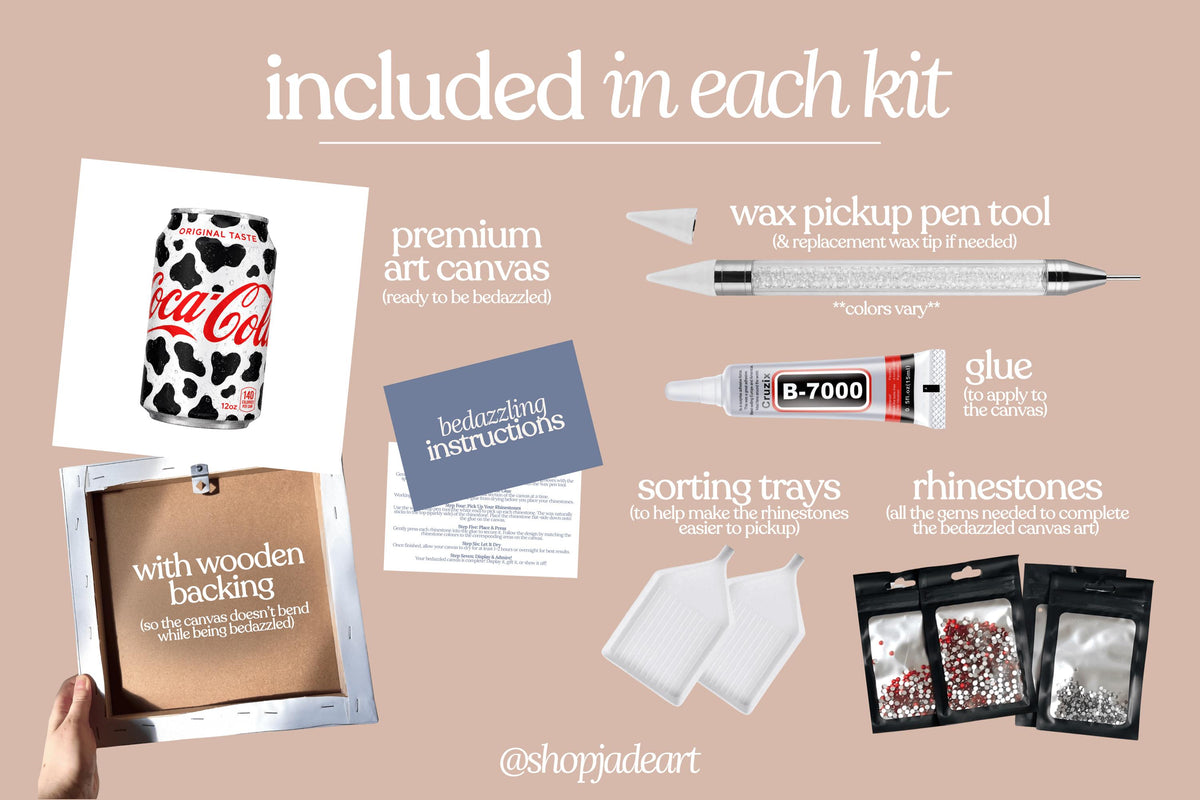 Cow Print Soda Bedazzle Canvas Kit