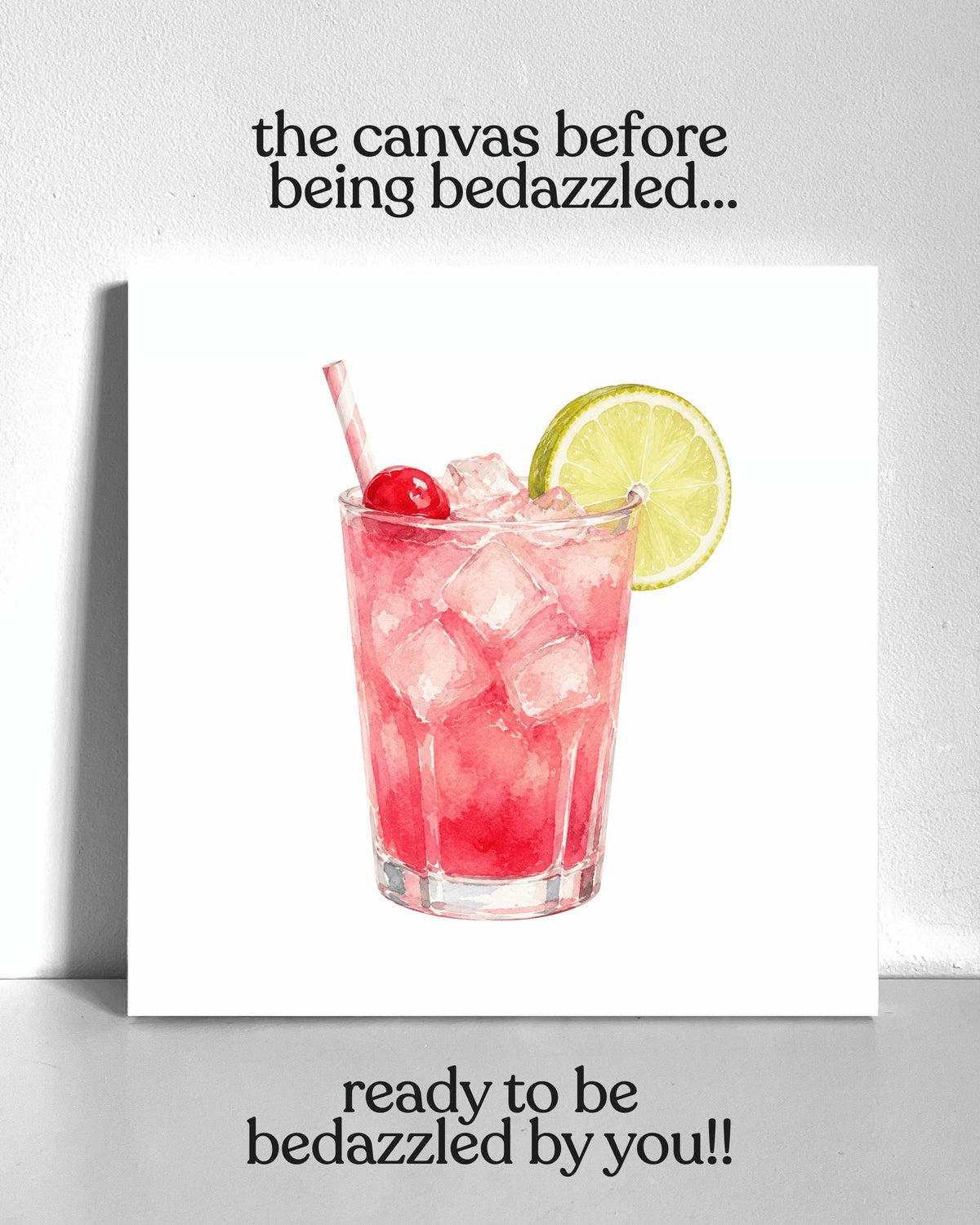 Iced Cherry Lime Drink Bedazzle Canvas Kit