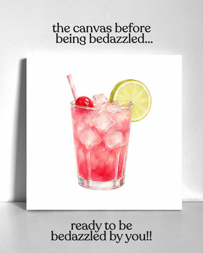 Iced Cherry Lime Drink Bedazzle Canvas Kit