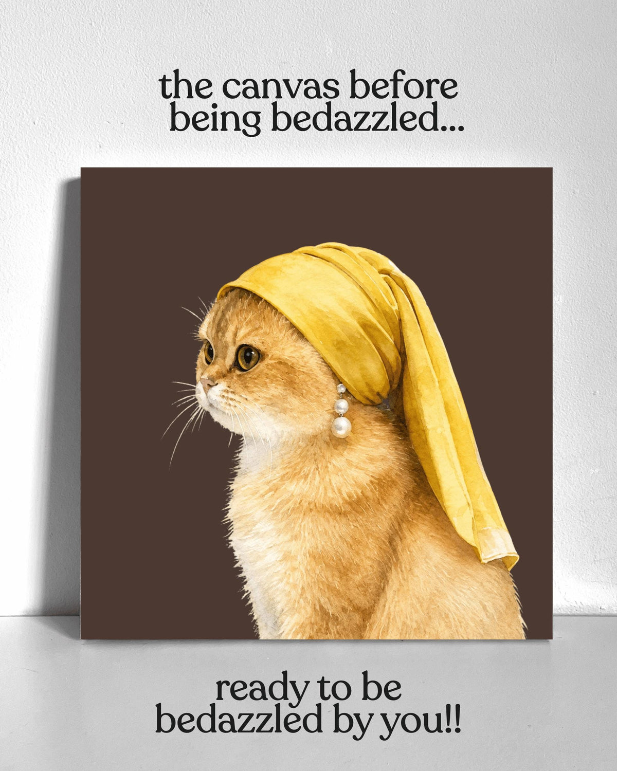 Cat with a Pearl Earring Bedazzle Canvas Kit