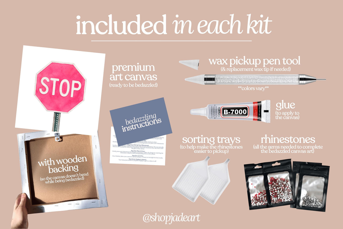 Pink Stop Sign Bedazzle Canvas Kit