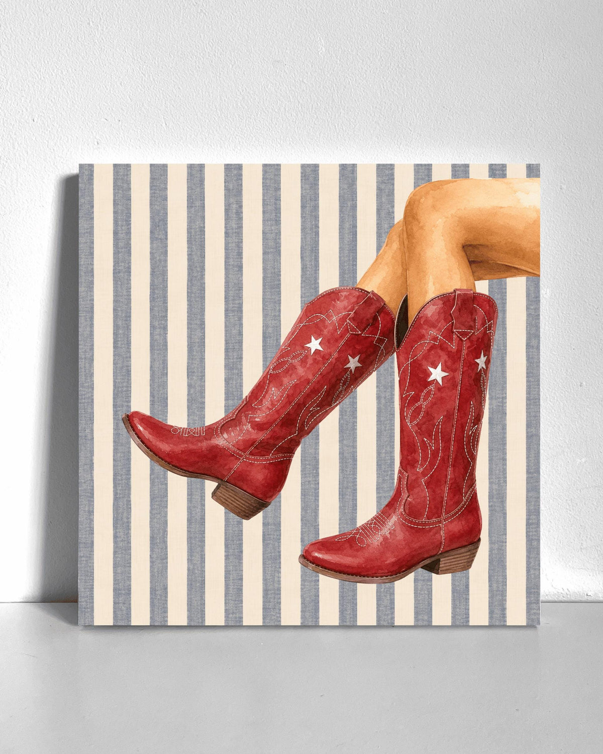 Red Cowboy Boots Bedazzle Canvas Kit