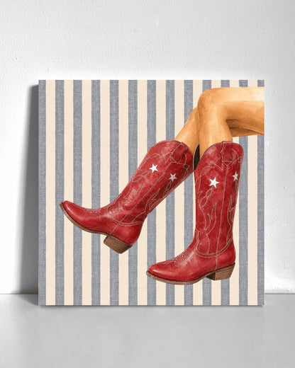 Red Cowboy Boots Bedazzle Canvas Kit
