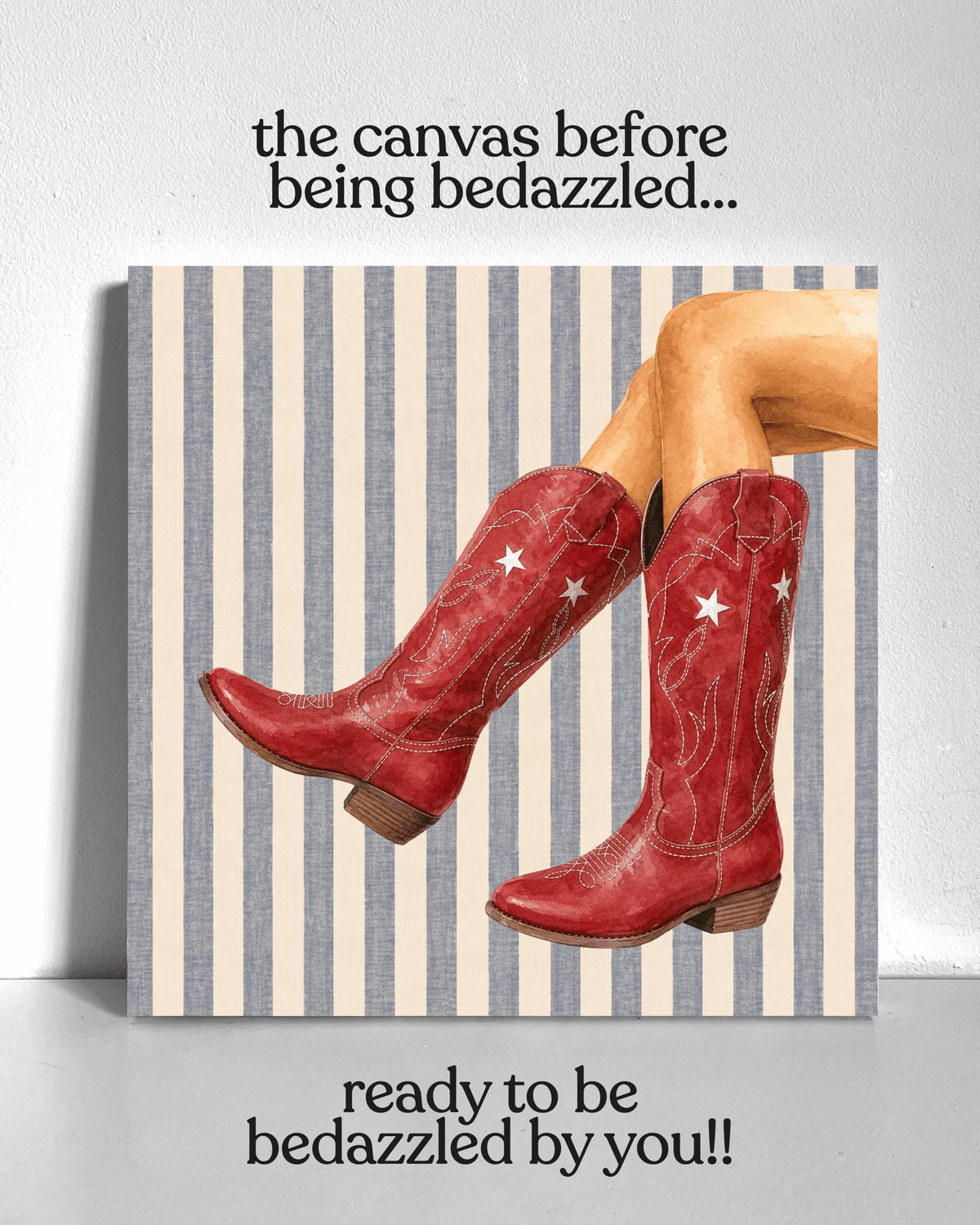 Red Cowboy Boots Bedazzle Canvas Kit