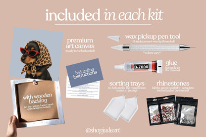 Stylish Dachshund Puppy Bedazzle Canvas Kit