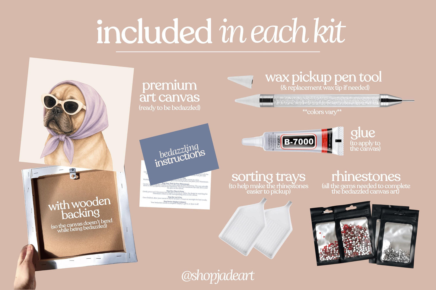 Stylish French Bulldog Bedazzle Canvas Kit