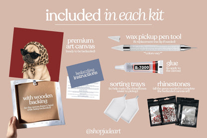 Stylish Pug Puppy Bedazzle Canvas Kit
