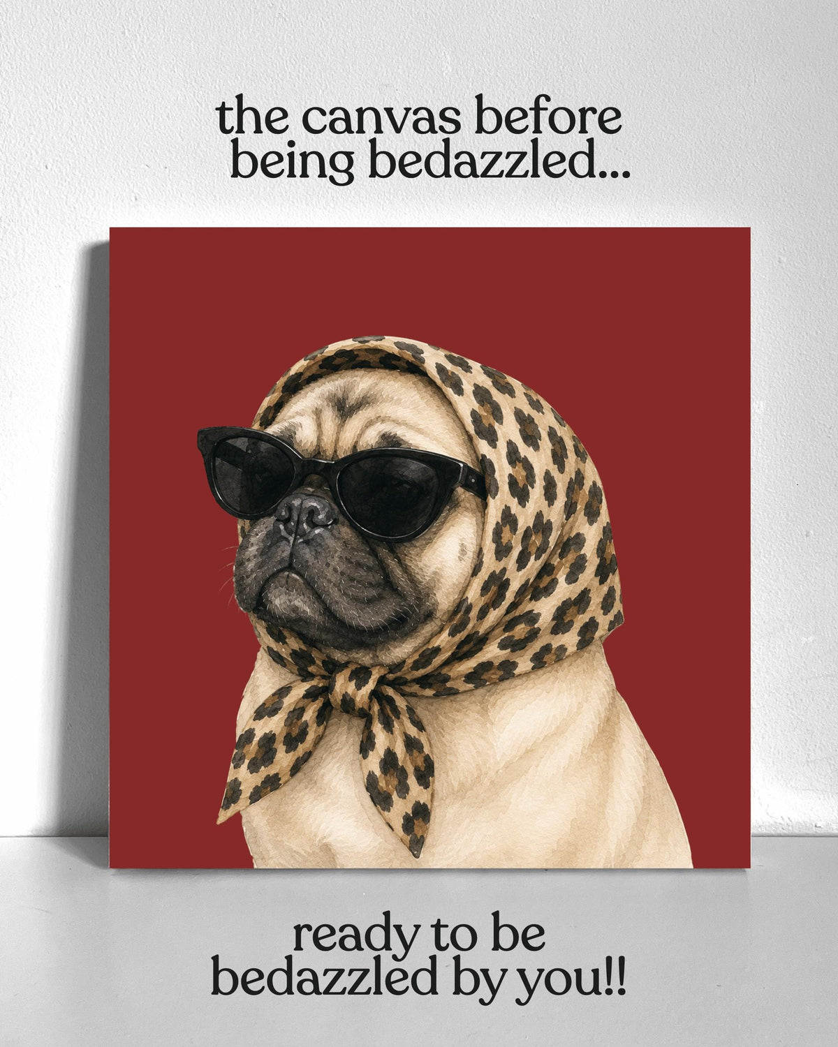 Stylish Pug Bedazzle Canvas Kit