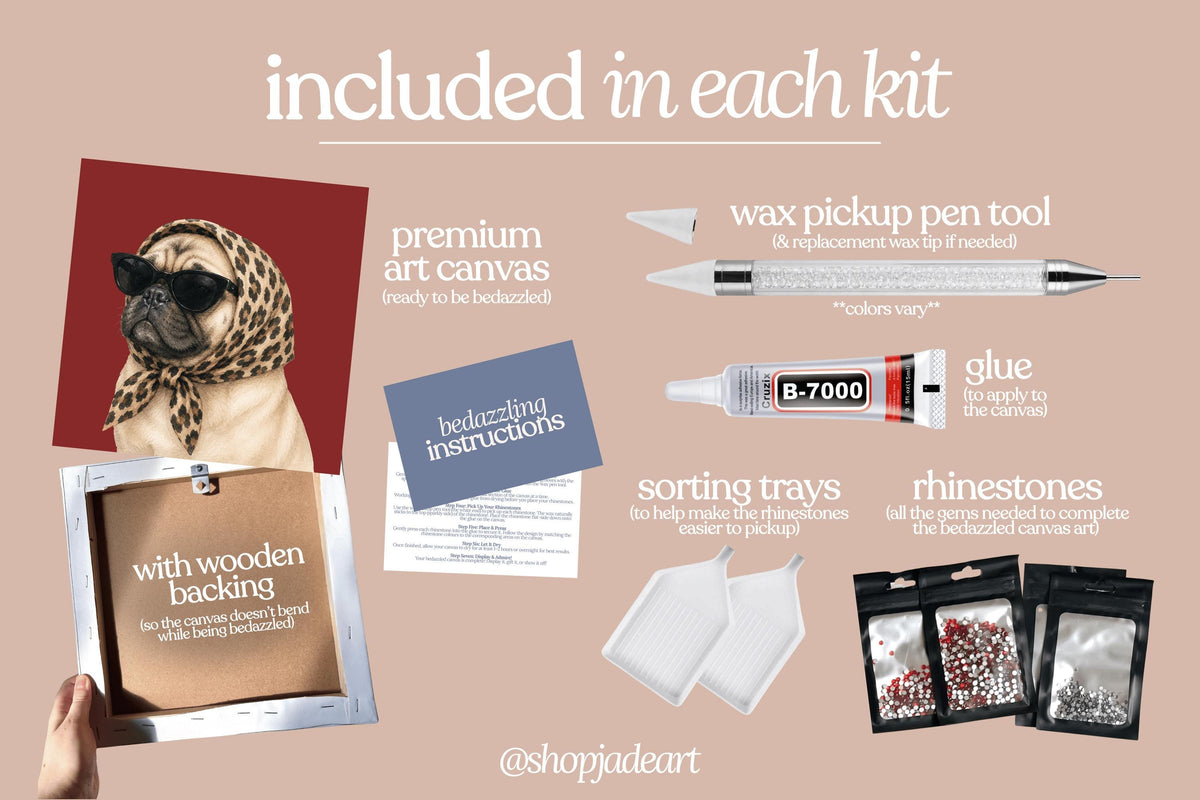 Stylish Pug Bedazzle Canvas Kit