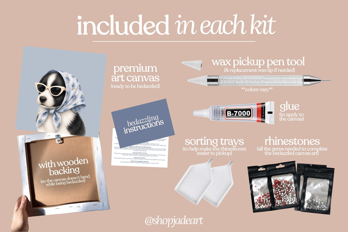 Stylish Border Collie Puppy Bedazzle Canvas Kit