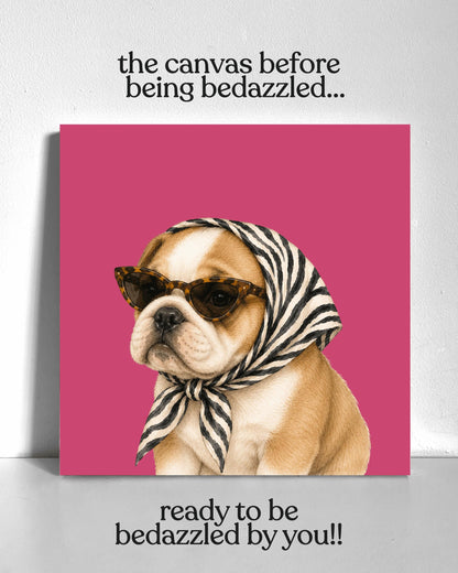 Stylish Bull Dog Puppy Bedazzle Canvas Kit