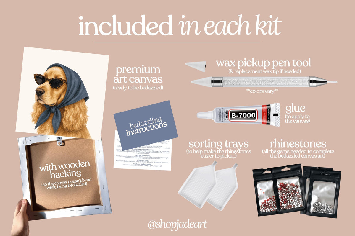 Stylish Cocker Spaniel Bedazzle Canvas Kit