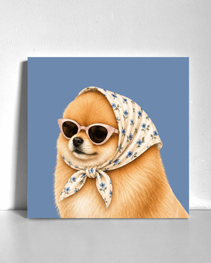 Stylish Pomeranian Bedazzle Canvas Kit