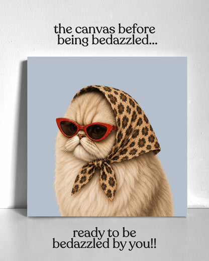 Stylish Persian Cat Bedazzle Canvas Kit