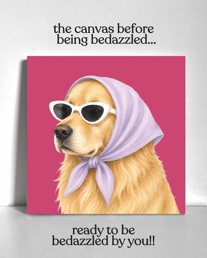 Stylish Golden Retriever Bedazzle Canvas Kit