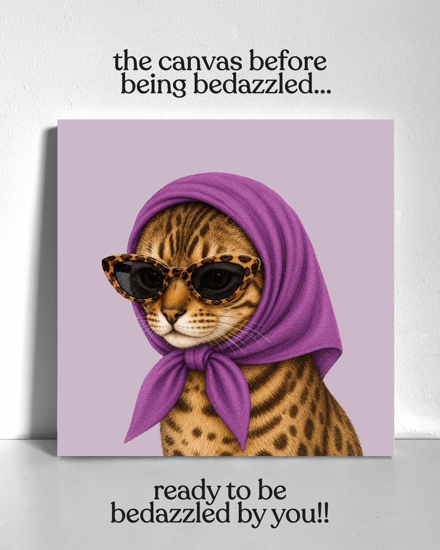 Stylish Bengal Cat Bedazzle Canvas Kit