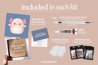 Axolotl Squish Plushie Bedazzle Canvas Kit