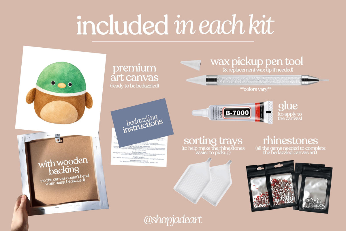 Duck Squish Plushie Bedazzle Canvas Kit
