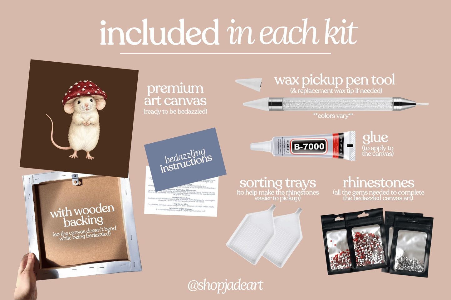 Mushroom Mouse Bedazzle Canvas Kit