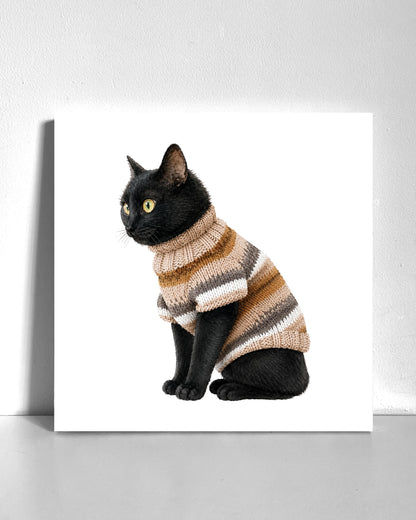 Black Cozy Cat Bedazzle Canvas Kit
