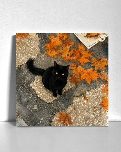 Autumn Black Cat Bedazzle Canvas Kit