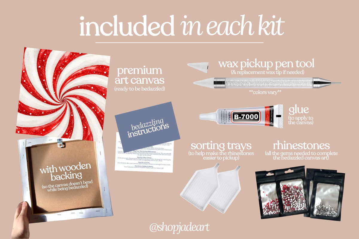 Candy Cane Swirl Bedazzle Canvas Kit