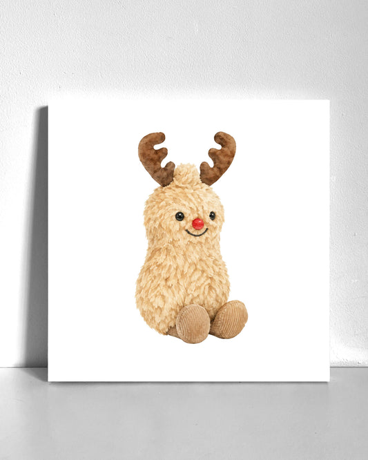 Peanut Reindeer Plushie Bedazzle Canvas Kit