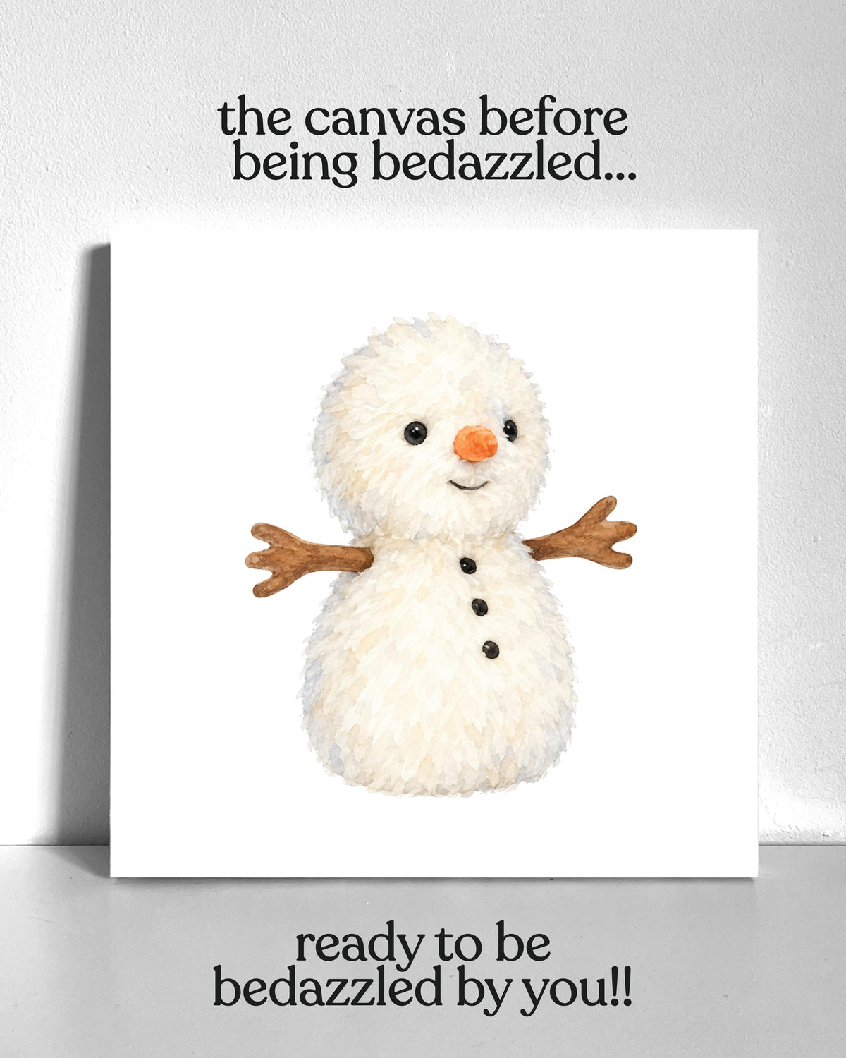 Snowman Plushie Bedazzle Canvas Kit