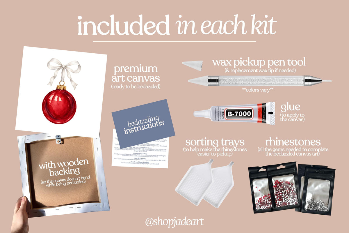 Red Ornament Bedazzle Canvas Kit