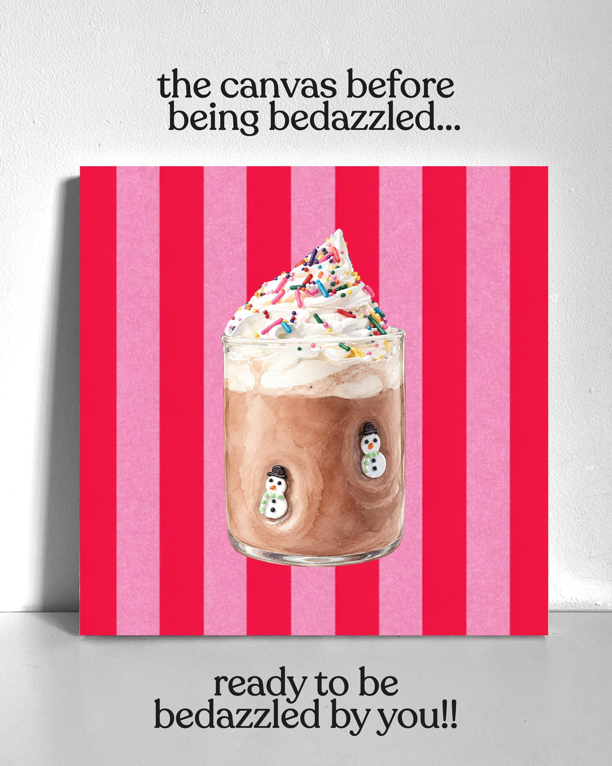Colorful Snowman Drink Bedazzle Canvas Kit