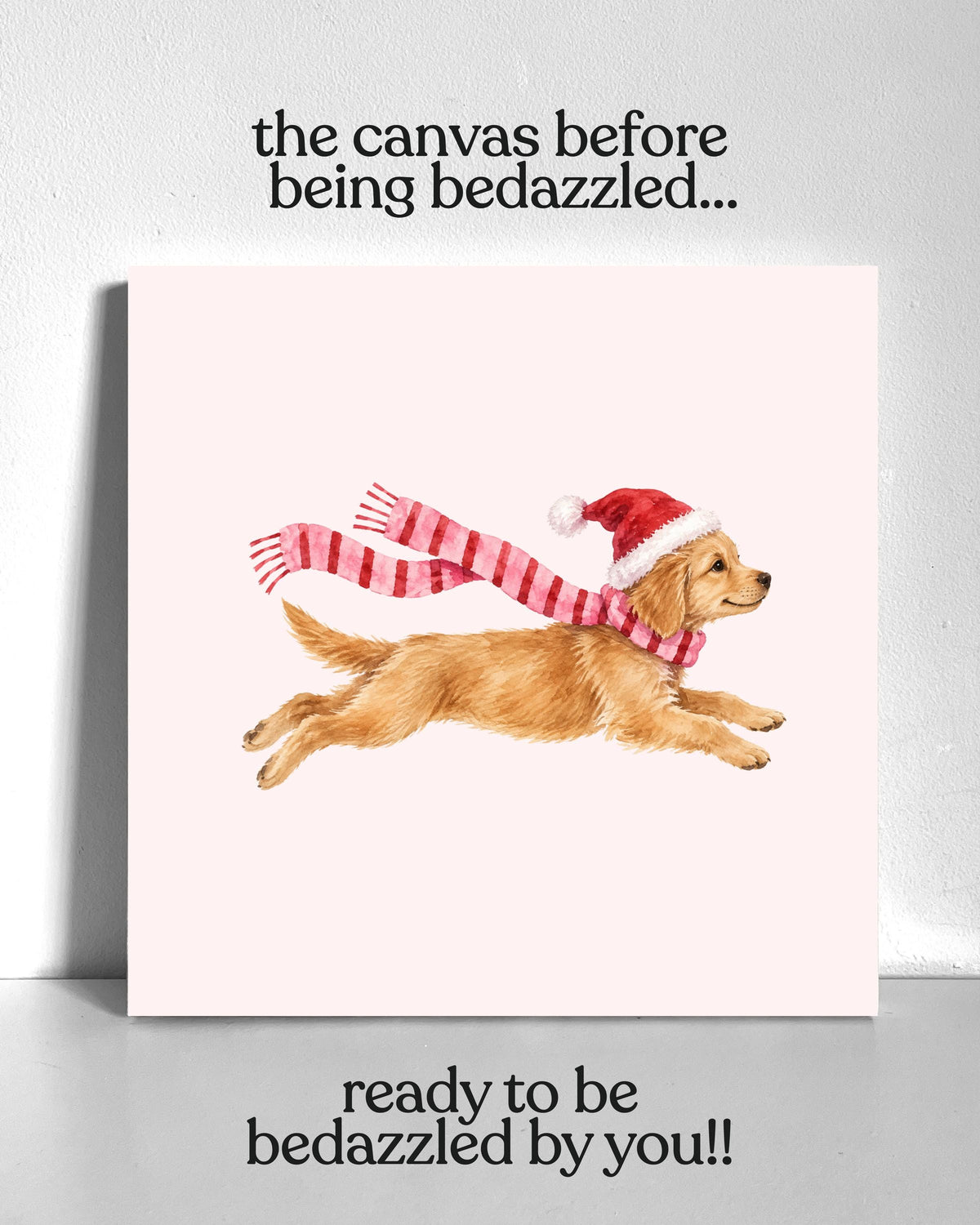 Winter Golden Retriever Bedazzle Canvas Kit
