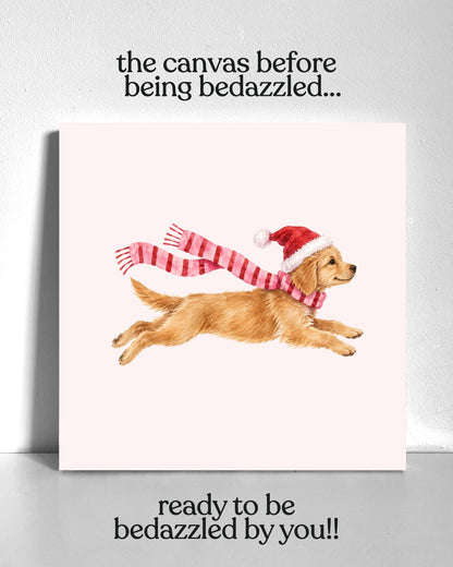 Winter Golden Retriever Bedazzle Canvas Kit